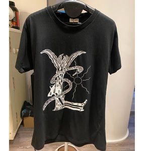 Saint Laurent Paris Print Black CottonT-Shirt
